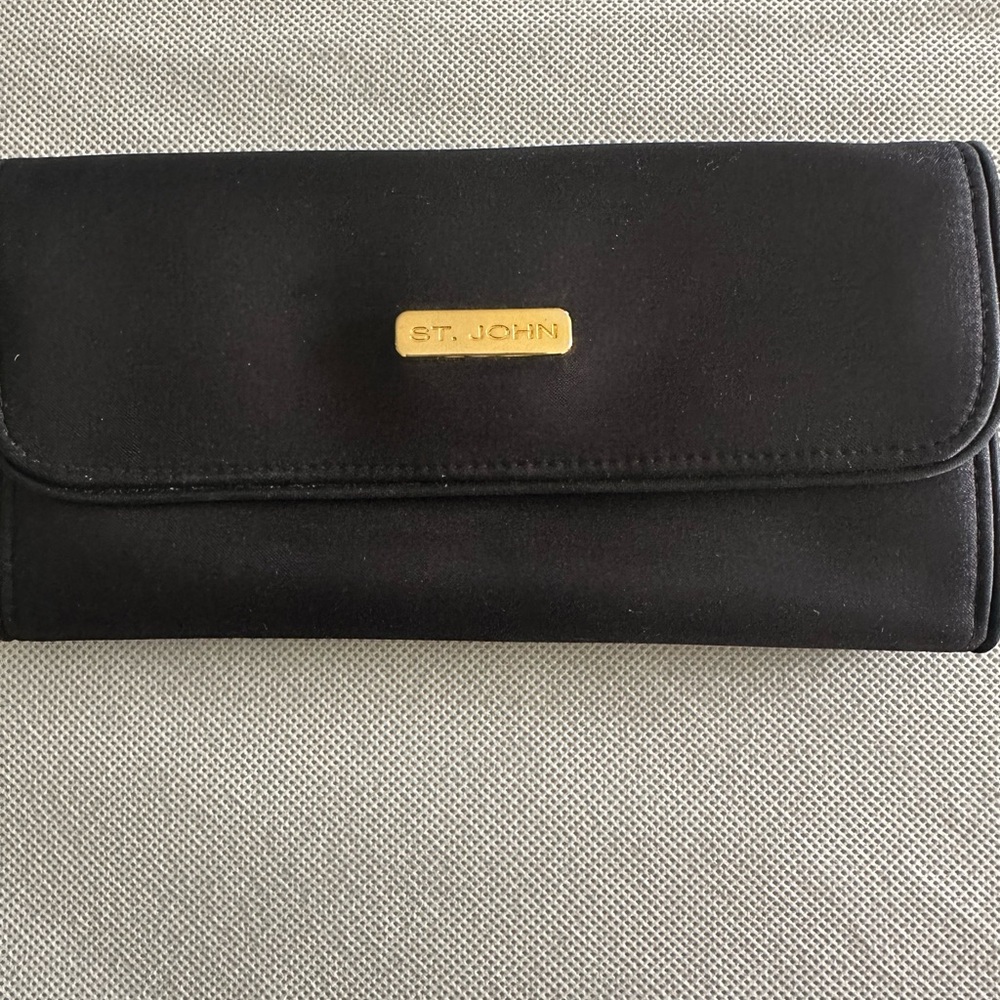 St. John Black Wallet with Gold Accent